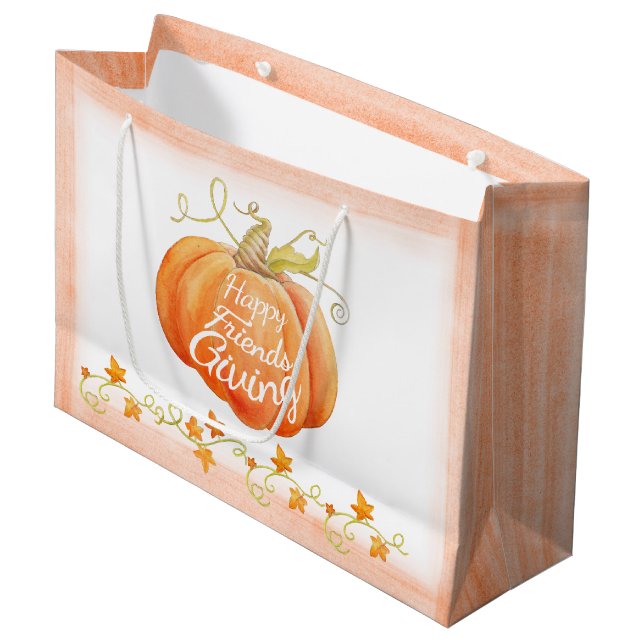 Happy Friendsgiving pumpkin gift bag (Front Angled)