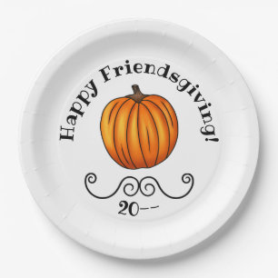 Happy Friendsgiving pumpkin Paper Plate