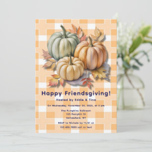 Happy Friendsgiving Pumpkins & Autumn Leaves Invitation