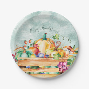 Happy Friendsgiving Thanksgiving Harvest Feast Paper Plate