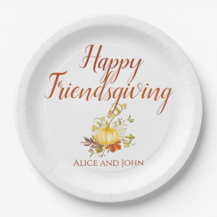 Happy Friendsgiving Thanksgiving Paper Plates