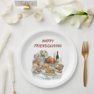 Happy Friendsgiving Thanksgiving Paper Plates