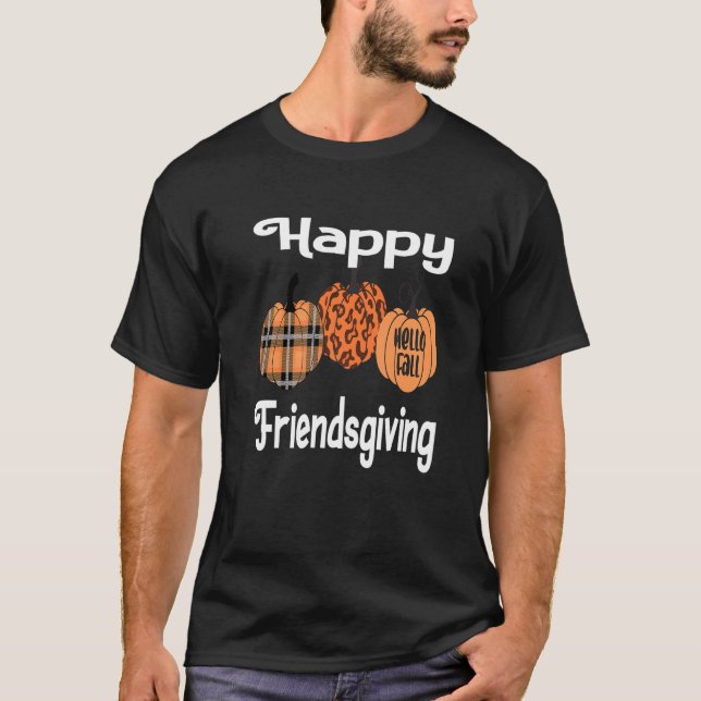 Happy Friendsgiving Thanksgiving Plaid Design Pump T-Shirt (Front)