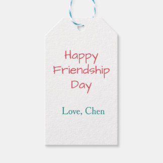 Happy friendship day red blue love name friends fo gift tags
