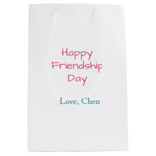 Happy friendship day red blue love name friends fo medium gift bag