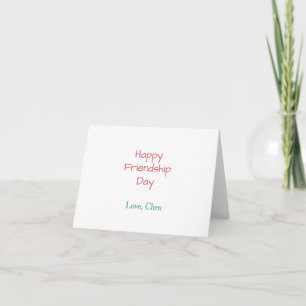 Happy friendship day red blue love name friends fo thank you card