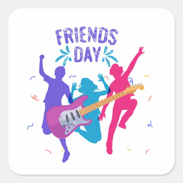happy friendship day square sticker (Front)