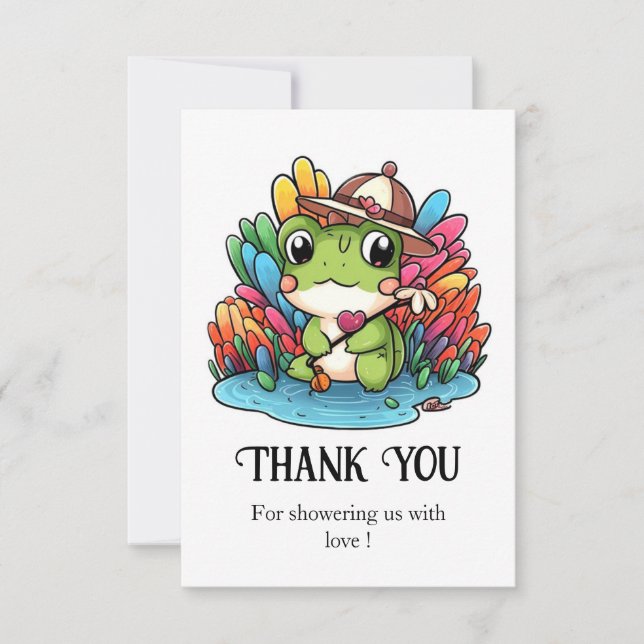 Happy Frog Baby Shower Thank You Card (Front)