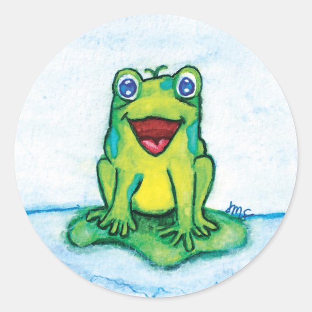 Happy Frog Classic Round Sticker (Front)