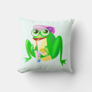 Happy Frog Funny Pillow - Custom Colours or Text