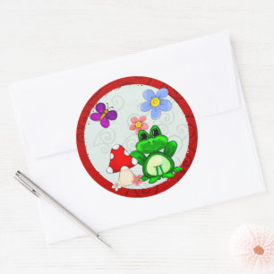 Happy Frog In Spring Classic Round Sticker