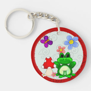 Happy Frog In Spring Key Ring