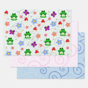 Happy Frog In Spring Wrapping Paper Sheet
