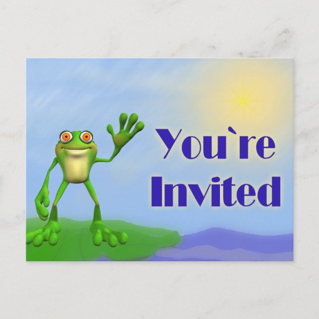 Happy Frog-Invite Invitation Postcard (Front)