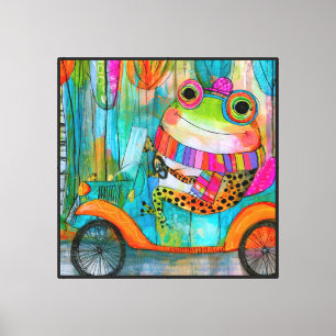 Happy Frog Joyful Roadside Adventure Canvas Print