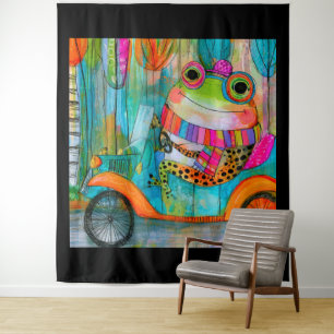 Happy Frog Joyful Roadside Adventure Tapestry