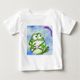 Happy Frog Paraglider Baby T-Shirt Fun Cartoon