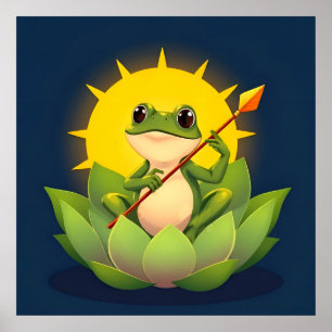 Happy Frog Princess in Lotus Waits For The Prince Poster