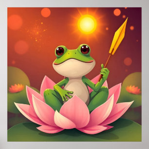 Happy Frog Princess in Lotus Zen Spirituality  Poster