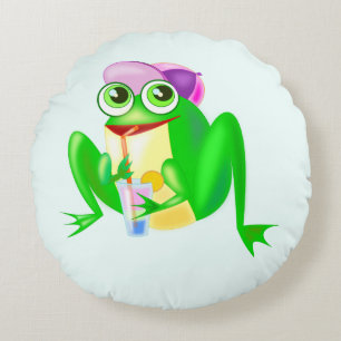 Happy Frog Round Pillow