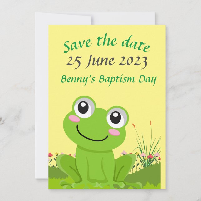 Happy frog SAVE THE DATE - editable text Invitation (Front)