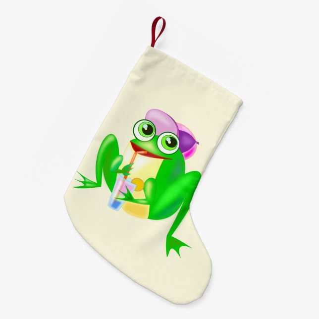 Happy Frog Small Christmas Stocking (Front (Hanging))