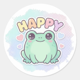 Happy Frog Sticker Cute Frog With Hearts Kawaii Ae
