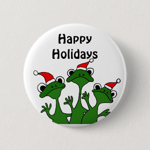 Happy Frogs Christmas Cartoon 6 Cm Round Badge