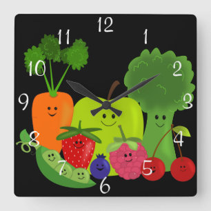 Happy Fruit and Veggies Wall Clock