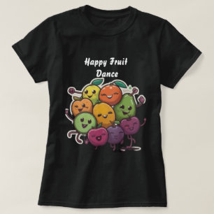 Happy Fruit Dance colourful and cheerful black   T-Shirt
