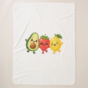 Happy Fruit Friends Sherpa Blanket