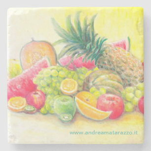 Happy fruits  stone coaster