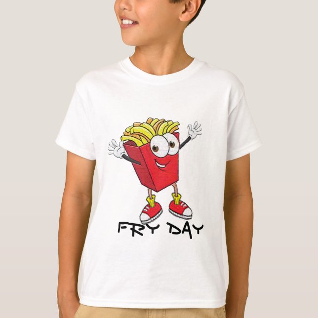 Happy Fryday Funny Tee – French Fries Humour Tshir (Front)