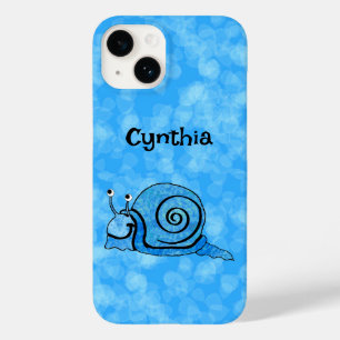 Happy Fun Snail Blue Shell White Eyes on Blues Case-Mate iPhone 14 Case