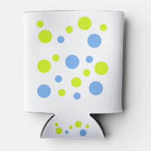 Happy Funky Yellow Blue Bubbles Can Cooler