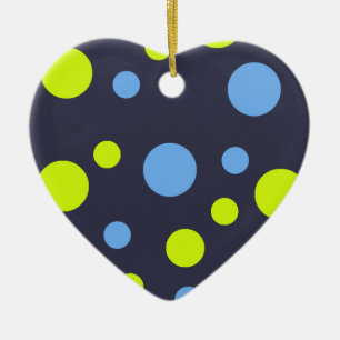 Happy Funky Yellow Blue Bubbles Ceramic Tree Decoration