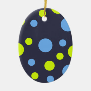 Happy Funky Yellow Blue Bubbles Ceramic Tree Decoration