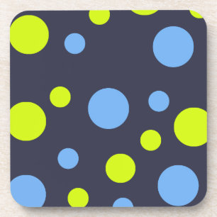 Happy Funky Yellow Blue Bubbles Coaster
