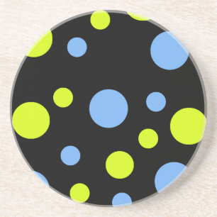 Happy Funky Yellow Blue Bubbles Coaster