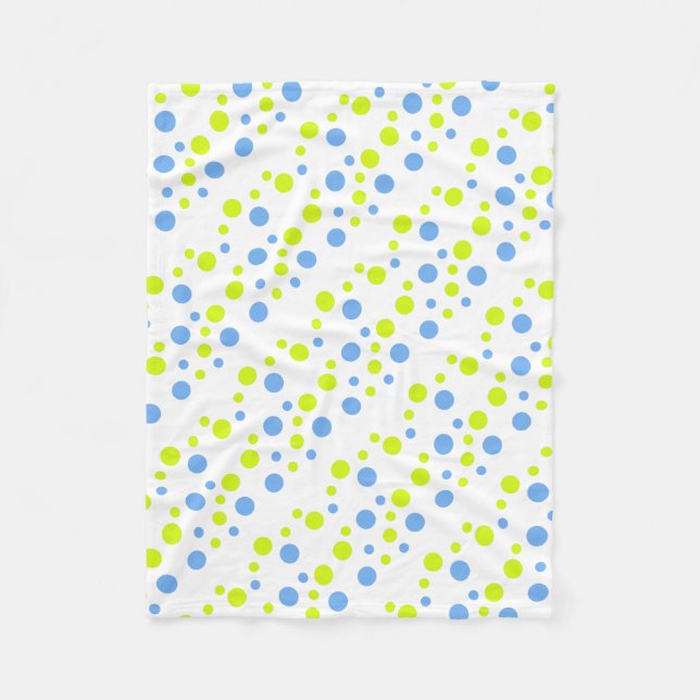 Happy Funky Yellow Blue Bubbles Fleece Blanket (Front)