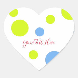 Happy Funky Yellow Blue Bubbles Heart Sticker