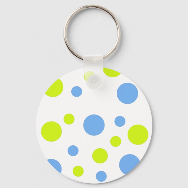 Happy Funky Yellow Blue Bubbles Key Ring (Front)