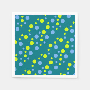 Happy Funky Yellow Blue Bubbles Napkin