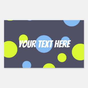 Happy Funky Yellow Blue Bubbles Rectangular Sticker