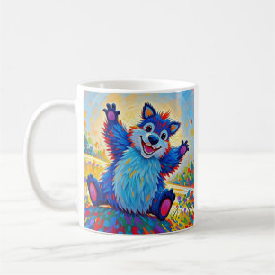 Happy funny bear Abstract cute animal art Coffee Mug