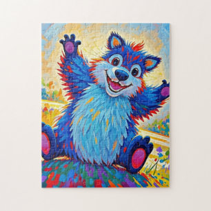 Happy funny bear Abstract cute animal art Jigsaw Puzzle