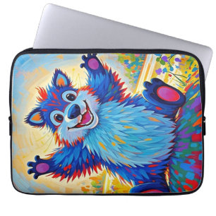 Happy funny bear Abstract cute animal art Laptop Sleeve
