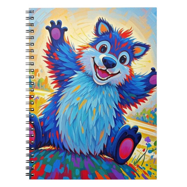 Happy funny bear Abstract cute animal art Notebook (Front)