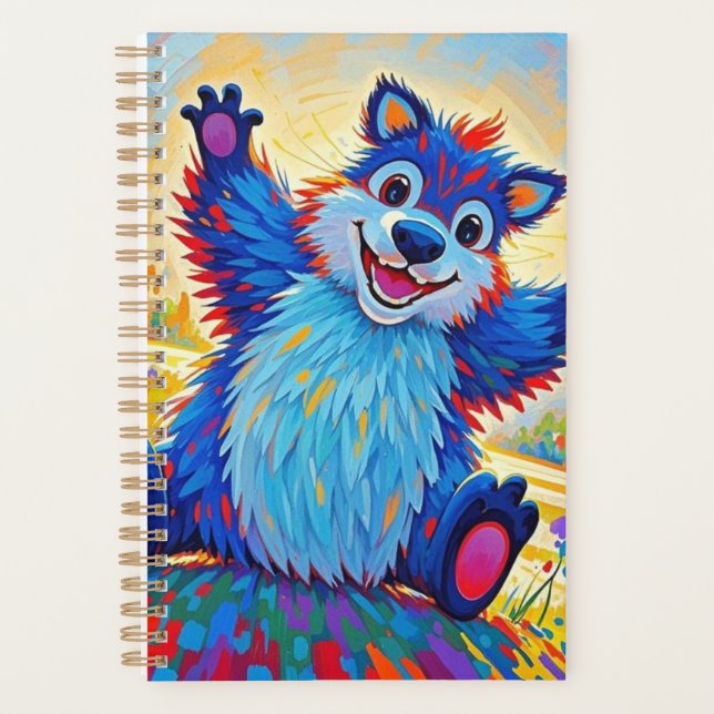Happy funny bear Abstract cute animal art Planner (Front)