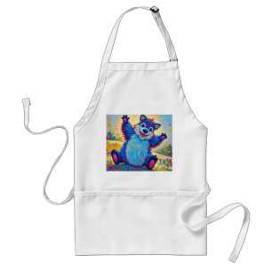 Happy funny bear Abstract cute animal art Standard Apron